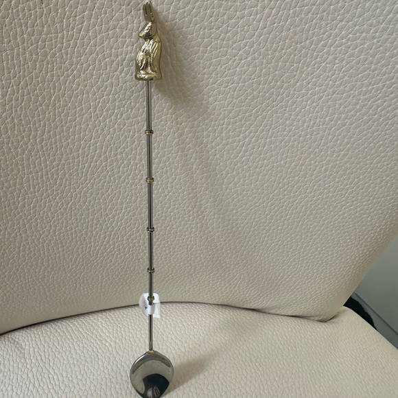 Anthropologie Spring Bunny Rabbit Cocktail Spoon Stirrer Silver & Gold Easter - Picture 5 of 9